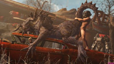 Deathclaw Mounted
art by creepychimera
Keywords: beast;videogame;fallout;lizard;reptile;deathclaw;female;anthro;human;man;male;M/F;penis;from_behind;cgi;creepychimera