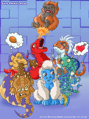 Cute Primal Rage
art by dqueen
Keywords: videogame;primal_rage;dinosaur;theropod;tyrannosaurus_rex;trex;raptor;velociraptor;sellosaurus;furry;primate;ape;sauron;talon;diablo;vertigo;male;female;anthro;humor;non-adult