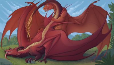 Red Dragons Mating
art by DarTaiS
Keywords: dragon;dragoness;male;female;feral;M/F;from_behind;suggestive;DarTaiS