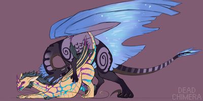 Pearlcatcher and Wildclaw (Flight Rising)
art by dead-chimera
Keywords: flight_rising;dragon;pearlcatcher;wildclaw;male;feral;M/M;penis;from_behind;anal;dead-chimera