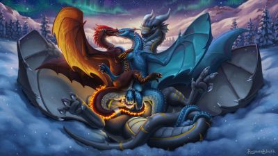 Fire and Ice
art by DeltaBlackk
Keywords: dragon;dragoness;male;female;feral;M/F;threeway;penis;hemipenis;cowgirl;vaginal_penetration;double_penetration;tailplay;masturbation;spooge;DeltaBlackk