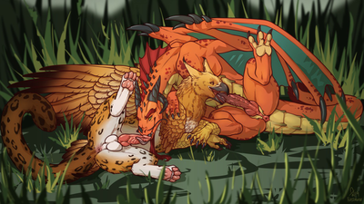 Savor Each Other's Flavor
art by deormynd and dragonlovers
Keywords: dragon;gryphon;male;feral;M/M;penis;oral;69;deormynd;dragonlovers