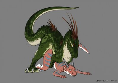 Claiming Anna
art by DeusExMoose
Keywords: videogame;angels_with_scaly_wings;anna;dinosaur;theropod;raptor;dragoness;male;female;feral;M/F;from_behind;suggestive;DeusExMoose