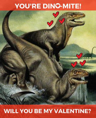 Rex Valentine
art by ron_embleton
Keywords: dinosaur;theropod;tyrannosaurus_rex;trex;male;female;feral;from_behind;holiday;ron_embleton