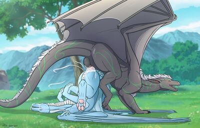 Meadow Mating
art by dirty.paws and herpydragon
Keywords: dragon;dragoness;male;female;feral;M/F;penis;from_behind;vaginal_penetration;ejaculation;spooge;dirty.paws;herpydragon