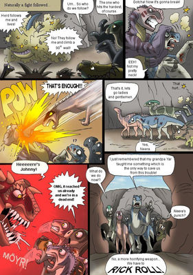 Disney Dinosaur 10
art by isismasshiro
Keywords: comic;disney_dinosaur;dinosaur;hadrosaur;iguanodon;theropod;carnotaurus;aladar;neera;kron;male;female;feral;non-adult;isismasshiro