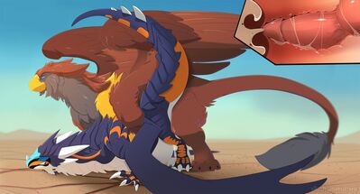 Pinned and Bred
art by dnk-anais
Keywords: dragoness;gryphon;male;female;feral;M/F;penis;from_behind;vaginal_penetration;internal;ejaculation;spooge;dnk-anais