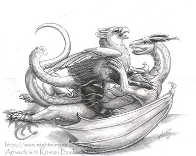 Dragon Having Sex With A Gryphon
art by silvermoon
Keywords: gryphon;dragon;male;female;feral;M/F;penis;cowgirl;silvermoon