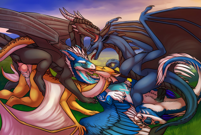 Dragon Party
art by dragonataxia
Keywords: dragon;dragoness;male;female;feral;M/F;orgy;penis;missionary;from_behind;vaginal_penetration;spooge;dragonataxia