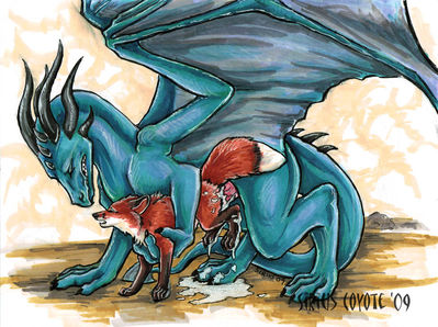 Dragon Mounts A Fox
art by sirius_coyote
Keywords: dragon;furry;canine;fox;male;female;feral;M/F;penis;from_behind;spooge;sirius_coyote