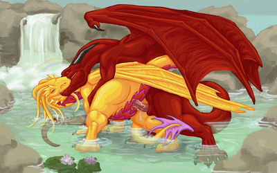 Dragons Mating By A Waterfall
art by ssthisto
Keywords: dragon;dragoness;male;female;feral;M/F;penis;from_behind;vaginal_penetration;spooge;ssthisto