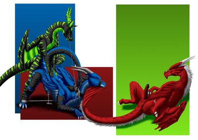 Drake Threesome
art by balasar
Keywords: dragon;male;feral;M/M;threeway;solo;bondage;penis;from_behind;anal;spooge;balasar