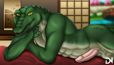 Croc Naughty
art by dream_and_nightmare
Keywords: crocodilian;crocodile;male;anthro;solo;penis;dream_and_nightmare