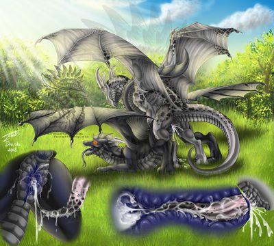 Forest Copulation
art by drerika
Keywords: dragon;dragoness;male;female;feral;M/F;penis;vagina;from_behind;vaginal_penetration;internal;closeup;spooge;drerika