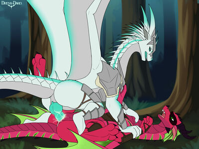 Thief and Guard 2 (Wings_of_Fire)
art by dreyk-daro
Keywords: wings_of_fire;icewing;rainwing;dragon;dragoness;male;female;feral;M/F;penis;missionary;vaginal_penetration;spooge;dreyk-daro