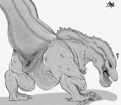 Deviljho
art by dryadex
Keywords: videogame;monster_hunter;deviljho;dinosaur;theropod;tyrannosaurus_rex;trex;female;feral;solo;vagina;presenting;dryadex