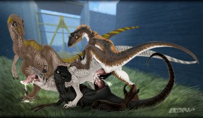Raptor Orgy
art by EnigmaWertigo
Keywords: dinosaur;theropod;raptor;male;female;feral;M/F;threeway;orgy;spitroast;penis;from_behind;cowgirl;vaginal_penetration;anal;double_penetration;ejaculation;oral;spooge;EnigmaWertigo