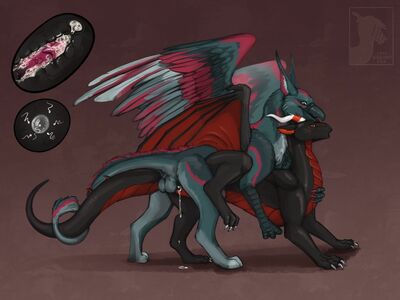 Gryphon and Dragon
art by erganyfox
Keywords: dragoness;gryphon;male;female;feral;M/F;penis;from_behind;vaginal_penetration;internal;ejaculation;spooge;