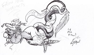 Follow Your Instincts
art by evenfall
Keywords: dragon;dragoness;wyrm;male;female;feral;M/F;penis;missionary;vaginal_penetration;spooge;evenfall