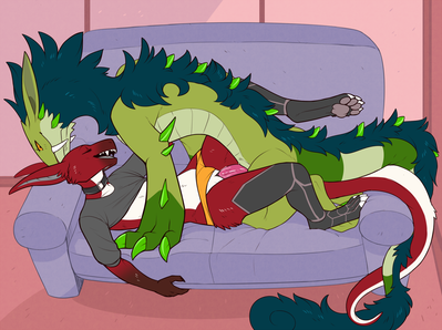 Couch Comforts
art by evillabrat
Keywords: dragon;dragoness;male;female;feral;anthro;M/F;penis;missionary;vaginal_penetration;spooge;evillabrat