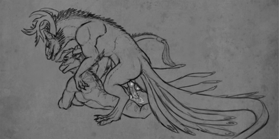 Dragon Sex
art by falcrus
Keywords: dragon;dragoness;male;female;feral;anthro;breasts;M/F;penis;vagina;from_behind;suggestive;spooge;falcrus