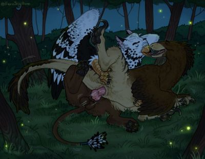Gryphon and Raptor
art by fernsigillum
Keywords: gryphon;dinosaur;theropod;raptor;male;female;feral;M/F;penis;spoons;cloacal_penetration;fernsigillum