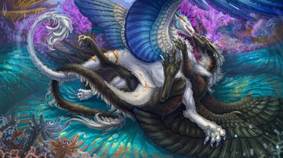 Coral Love
art by firael
Keywords: dragoness;female;feral;vagina;lesbian;missionary;masturbation;firael