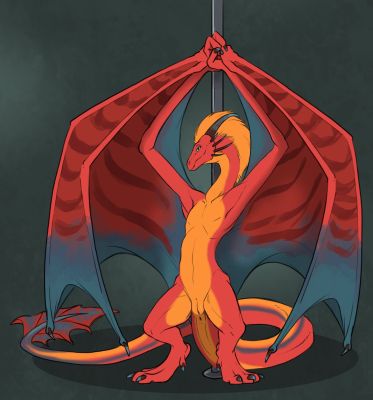 Eztli Poledance 1
art by flamespitter
Keywords: dragoness;wyvern;female;feral;solo;vagina;poledance;flamespitter