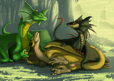 Fortune's Favour
art by flamespitter
Keywords: dragon;dragoness;wyvern;dragon;dragoness;male;female;feral;M/F;threeway;vagina;suggestive;flamespitter