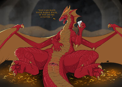 Genevieve
art by flamespitter
Keywords: dragoness;female;feral;solo;cloaca;presenting;hoard;flamespitter
