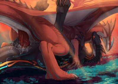 Orm and Taslin
art by flamespitter
Keywords: dragon;dragoness;male;female;feral;M/F;penis;missionary;vaginal_penetration;spooge;flamespitter