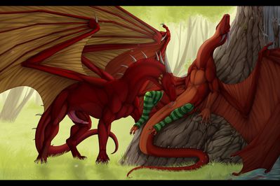 Good Morning
art by flamingtitania
Keywords: dragon;male;feral;M/M;penis;sheath;oral;flamingtitania