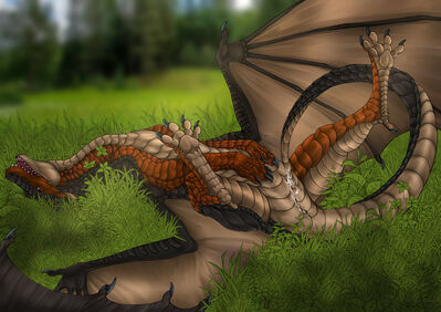 Showing Off In The Grass (Wings_of_Fire)
art by flamingtitania
Keywords: wings_of_fire;mudwing;dragon;male;feral;solo;sheath;tailplay;masturbation;spooge;flamingtitania