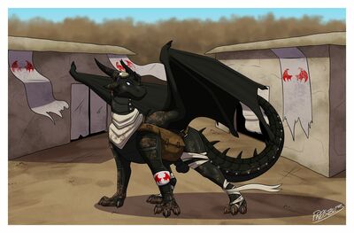 Desert Doctor (Wings_of_Fire)
art by fr0stbit3
Keywords: wings_of_fire;nightwing;dragon;male;feral;solo;sheath;fr0stbit3