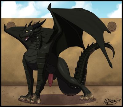 Service Dragon 2 (Wings_of_Fire)
art by fr0stbit3
Keywords: wings_of_fire;nightwing;dragon;male;feral;solo;penis;fr0stbit3