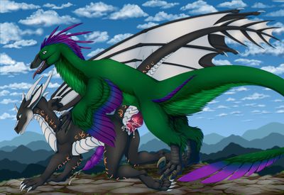 Dragon and Raptor
art by furrypur and re-re
Keywords: dragon;dinosaur;theropod;raptor;velociraptor;male;feral;M/M;penis;from_behind;anal;spooge;furrypur;re-re