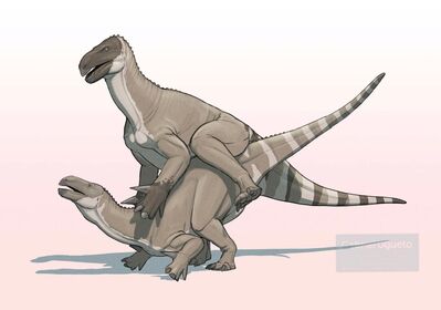 Iguanadon Mating
art by gabriel_ugueto
Keywords: dinosaur;hadrosaur;iguanadon;male;female;feral;M/F;from_behind;suggestive;Gabriel_Ugueto