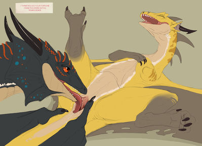 Eating Your Fortune
art by flamespitter
Keywords: dragon;dragoness;wyvern;male;female;feral;M/F;oral;vagina;flamespitter