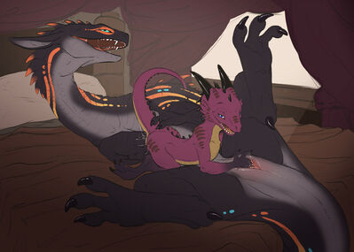 Orm and Kobold
art by flamespitter
Keywords: dungeons_and_dragons;kobold;dragon;dragoness;male;female;feral;anthro;lesbian;vagina;fingering;masturbation;vaginal_penetration;spooge;flamespitter