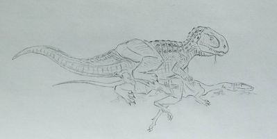 DinoFucker
art by goliathbirdeater
Keywords: dinosaur;theropod;postosuchus;coelophysis;male;female;feral;M/F;penis;from_behind;cloaca;necro;vore;spooge;goliathbirdeater