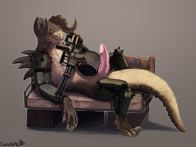 What Are You Staring At
art by gundycat
Keywords: videogame;fallout;lizard;reptile;deathclaw;male;anthro;solo;penis;gundycat