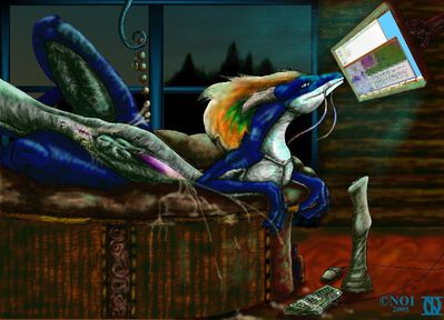 Hot Tub
art by NOI
Keywords: dragon;dragoness;male;female;herm;feral;solo;penis;vagina;spooge;NOI