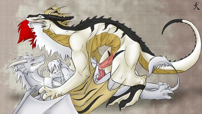 Threesome
art by straydog
Keywords: dragon;wyvern;feral;furry;feline;anthro;male;M/M;threeway;double_penetration;penis;from_behind;cowgirl;anal;spooge;straydog