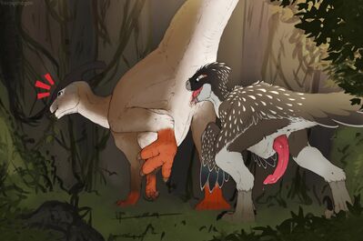 Parasaur and Raptor
art by herpydragon
Keywords: dinosaur;hadrosaur;parasaurolophus;theropod;raptor;male;female;feral;M/F;penis;oral;cloacal_penetration;spooge;herpydragon