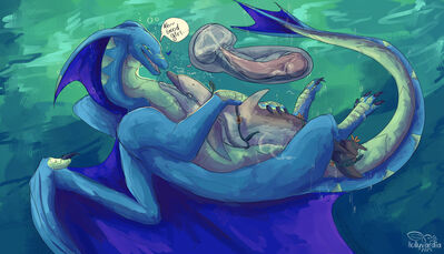 Aquatic Lovers
art by hollyvardia
Keywords: dragon;cetacean;dolphin;male;female;feral;M/F;penis;cowgirl;vaginal_penetration;internal;ejaculation;spooge;hollyvardia