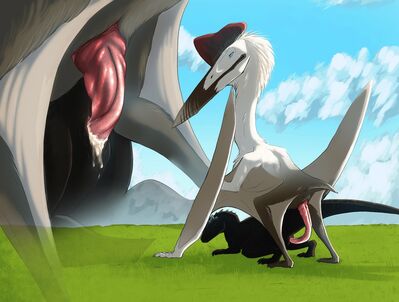 Allosaurus and Quetzalcoatlus
art by holoeclvpse
Keywords: dinosaur;theropod;allosaurus;quetzalcoatlus;pterodactyl;male;female;feral;M/F;penis;from_behind;cloacal_penetration;closeup;spooge;holoeclvpse