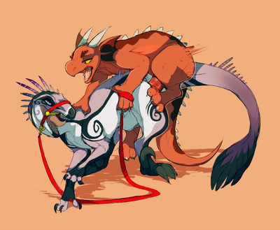 Kobold and Raptor
art by hoot
Keywords: dungeons_and_dragons;dragon;kobold;male;anthro;dinosaur;theropod;raptor;female;feral;M/F;penis;from_behind;bondage;hoot