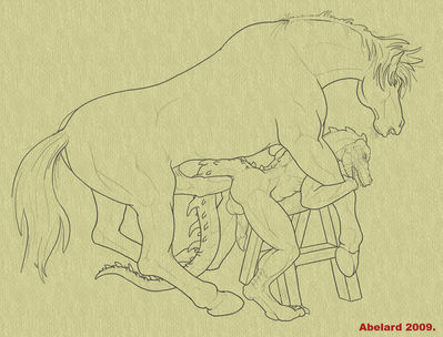 Horsing Around
art by abelard
Keywords: lizard;furry;equine;horse;male;feral;anthro;M/M;penis;from_behind;anal;abelard