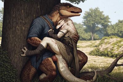 Under The Tree
art by hyperion
Keywords: lizardman;male;female;anthro;M/F;penis;cowgirl;cloacal_penetration;hyperion