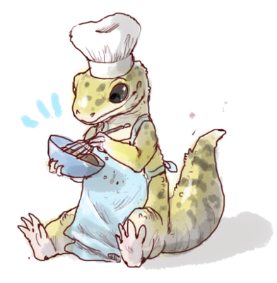 Gecko Chef
art by iguanamouth
Keywords: lizard;gecko;feral;solo;non-adult;iguanamouth